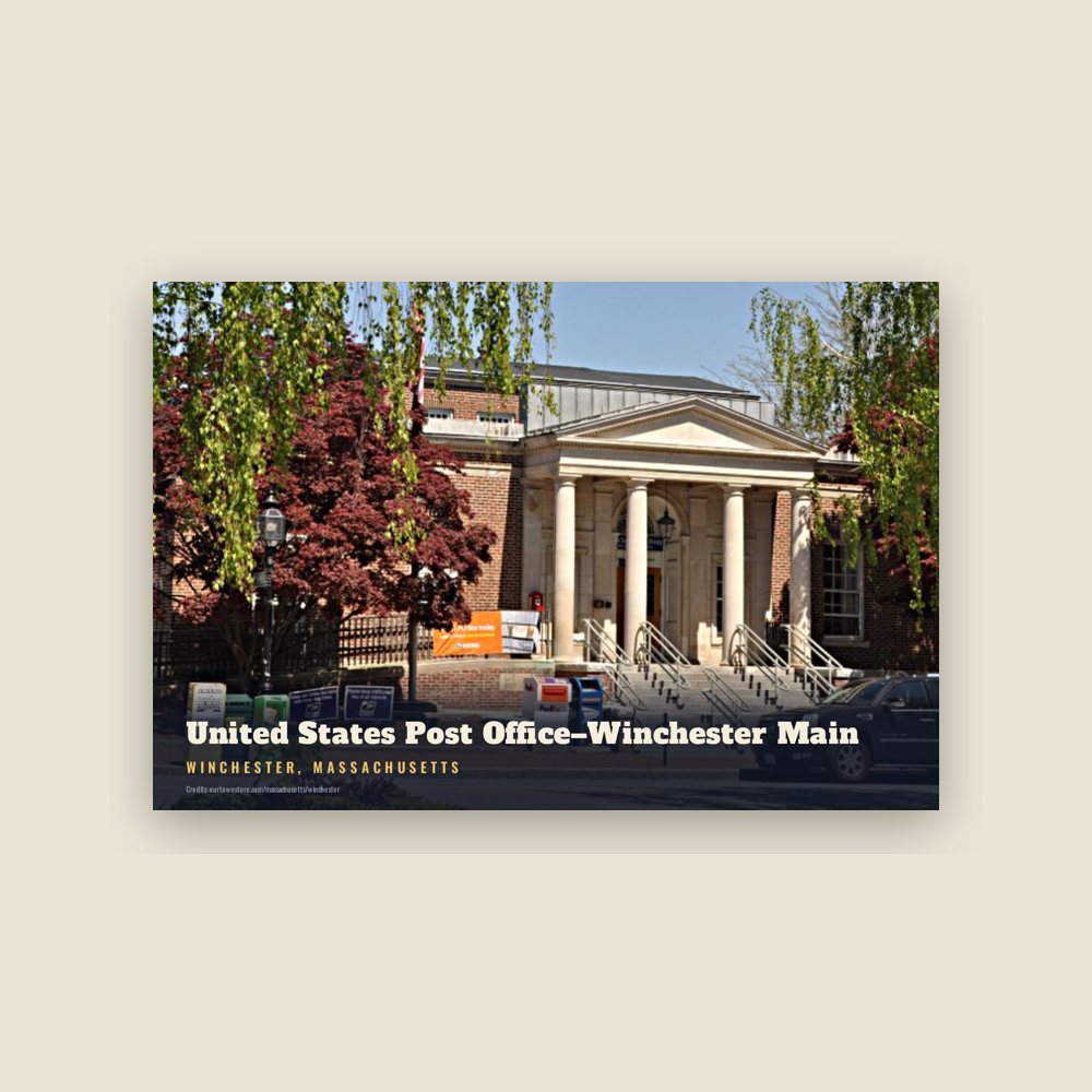 Winchester United States Post Office–Winchester Main Postcard