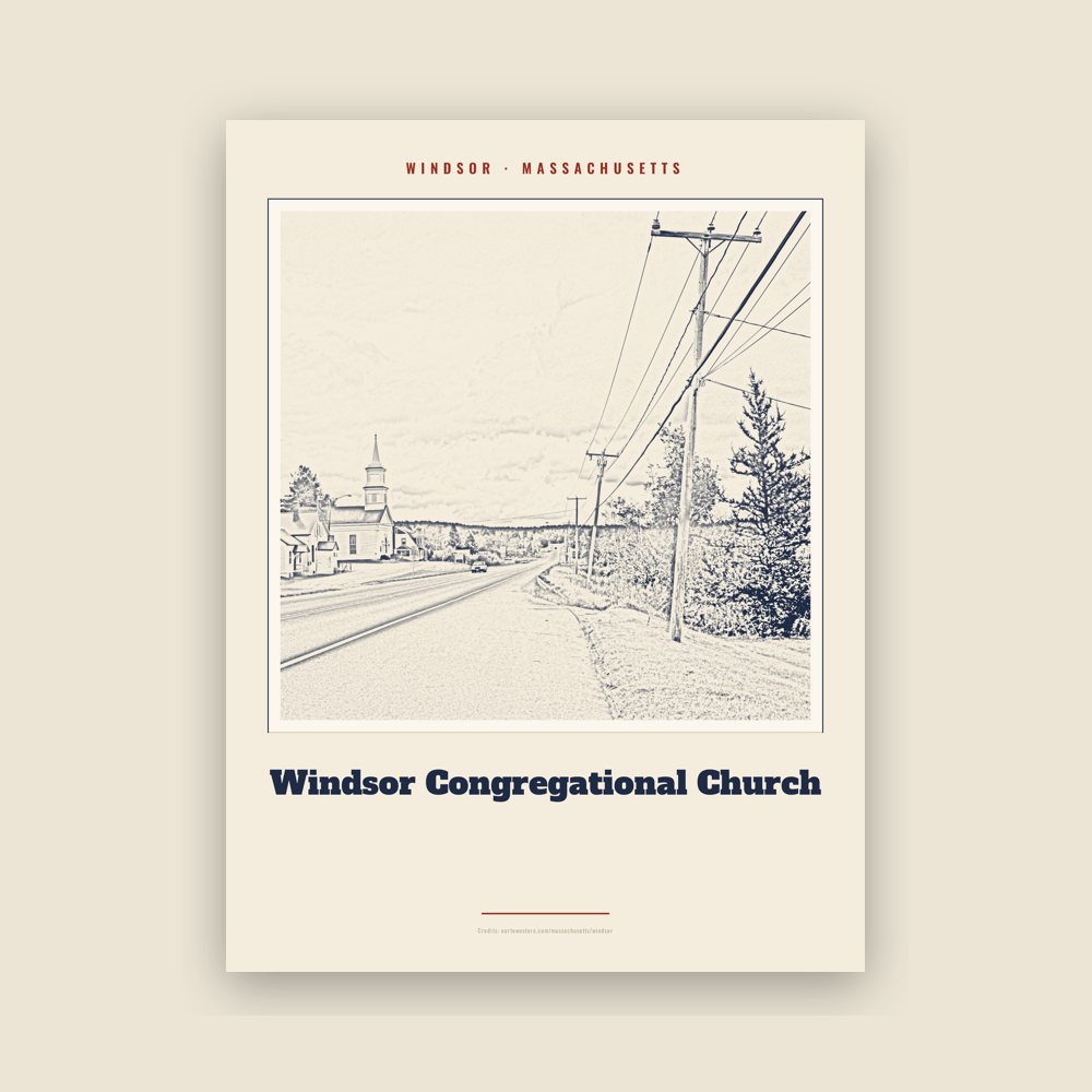 Windsor Windsor Congregational Church Landmark Print