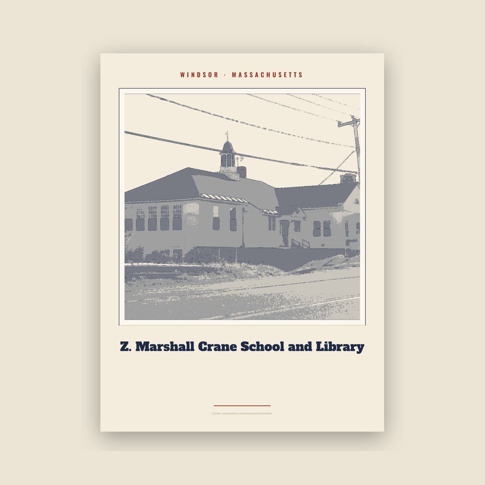 Windsor Z. Marshall Crane School and Library Landmark Print