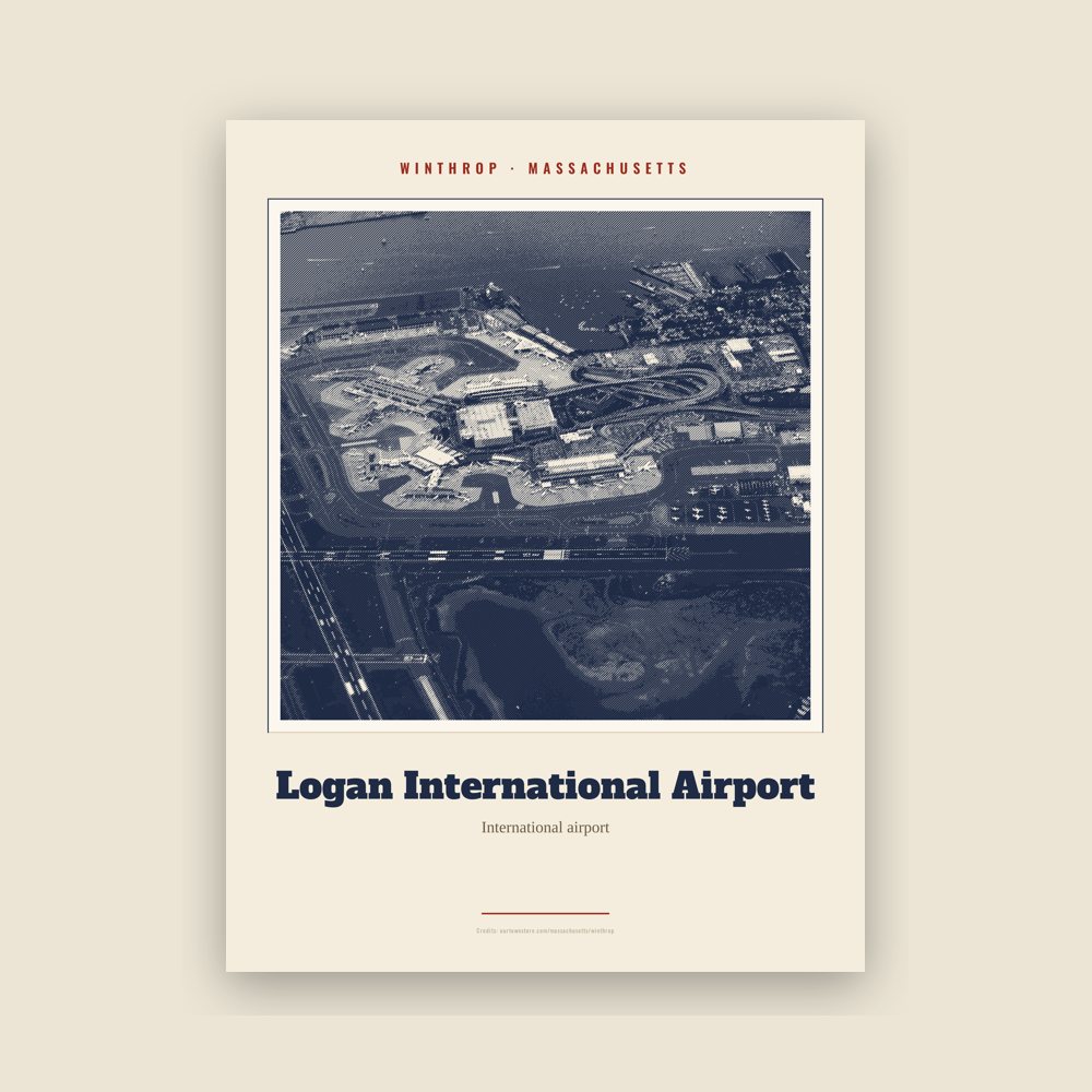 Winthrop Logan International Airport Landmark Print