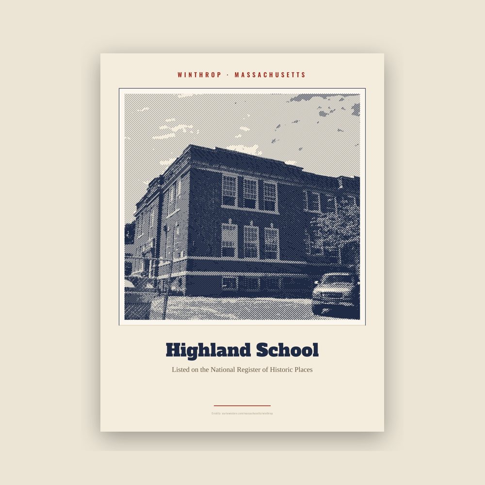 Winthrop Highland School Landmark Print