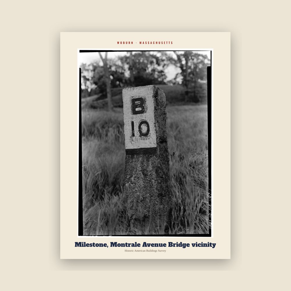 Woburn Milestone, Montrale Avenue Bridge vicinity Archive Print