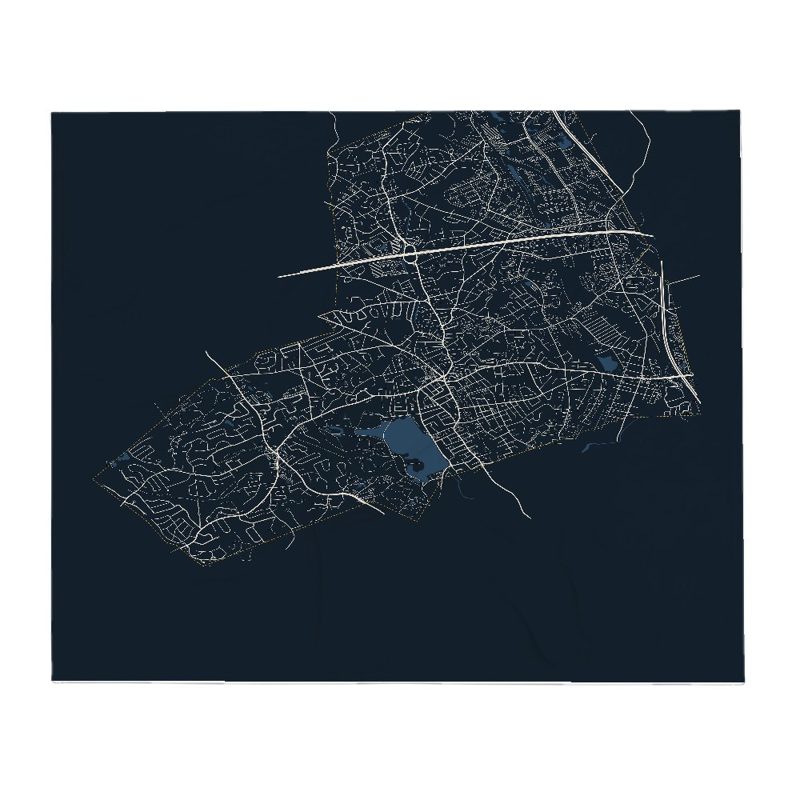 Woburn Street Map Throw Blanket