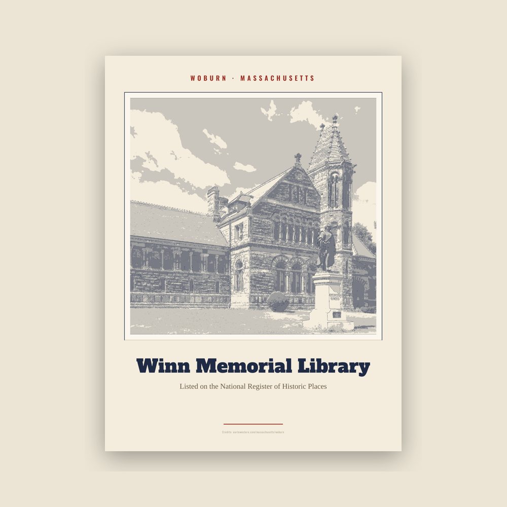 Woburn Winn Memorial Library Landmark Print