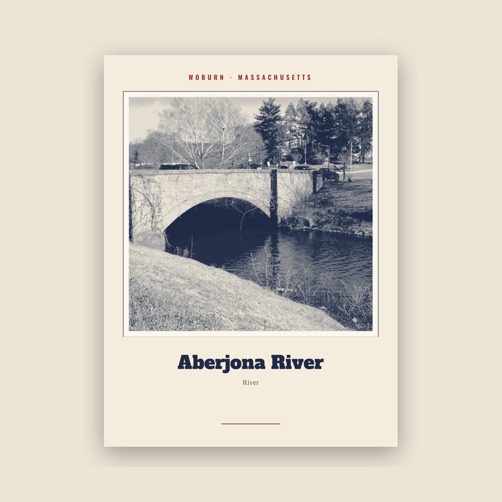 Woburn Aberjona River Landmark Print