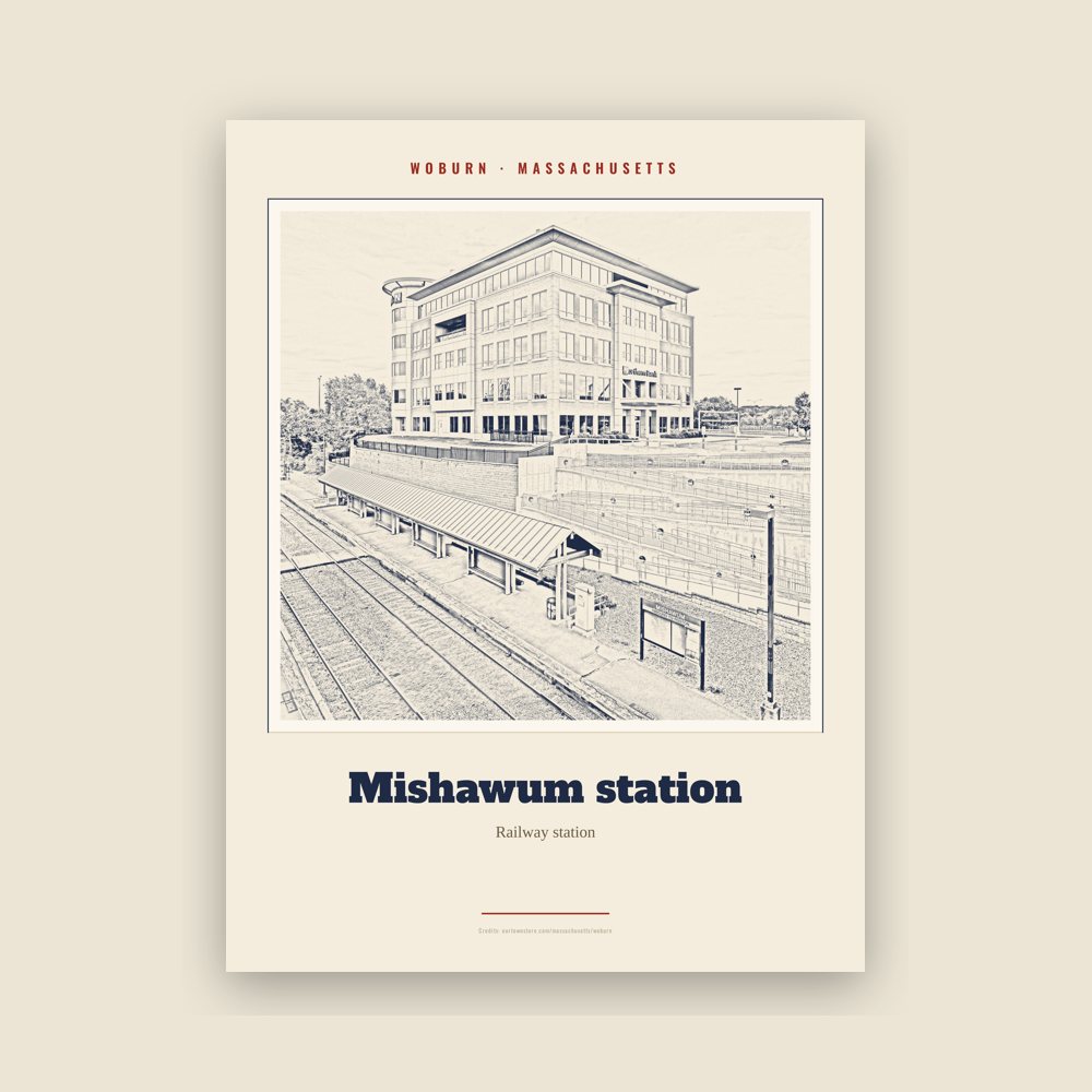 Woburn Mishawum station Landmark Print