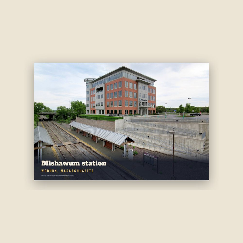 Woburn Mishawum station Postcard