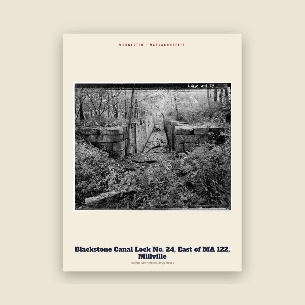 Worcester Blackstone Canal Lock No. 24, East of MA 122, Millville Archive Print