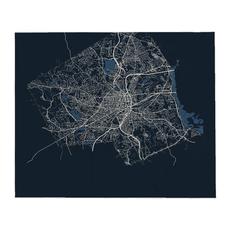 Worcester Street Map Throw Blanket