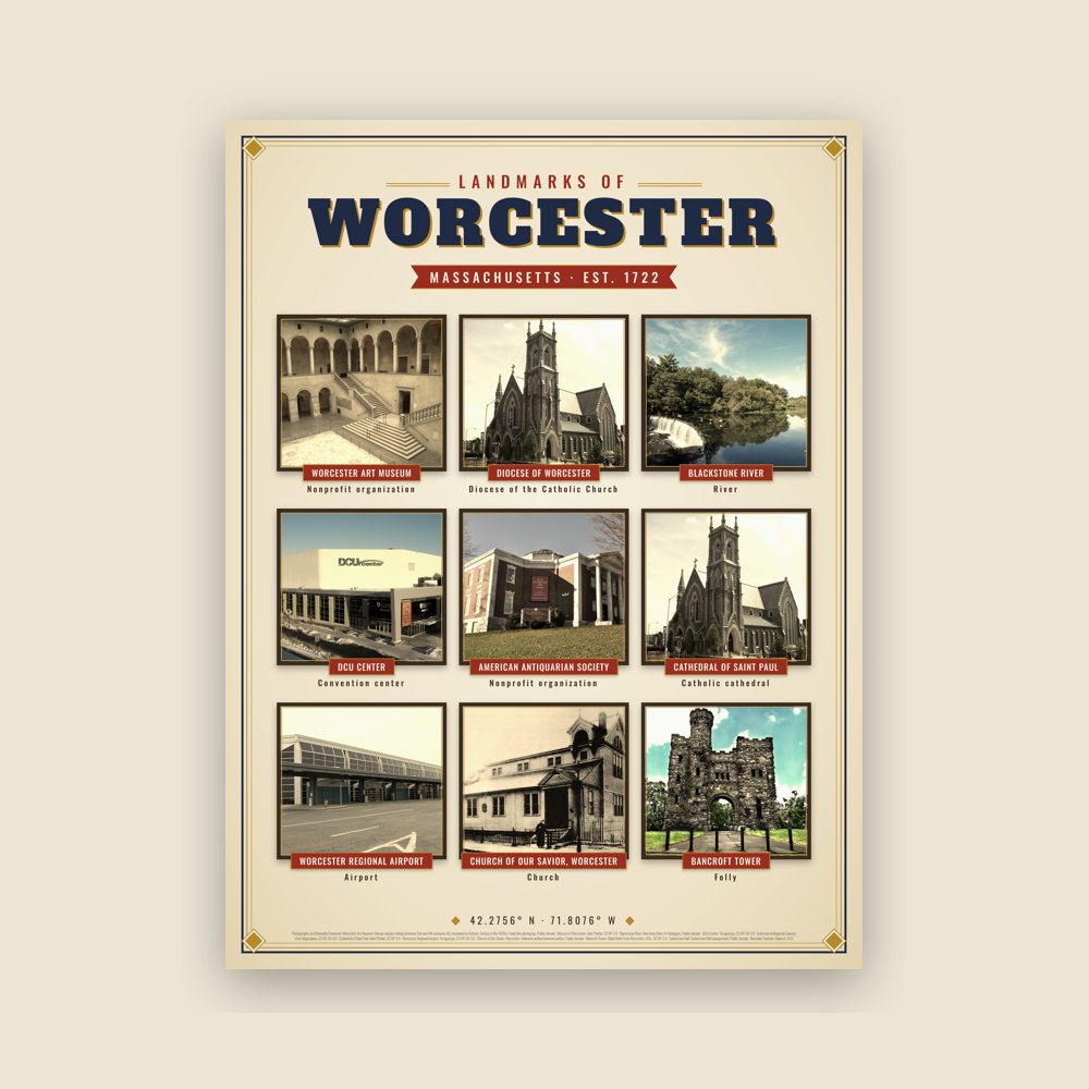Worcester Landmarks Photo Poster