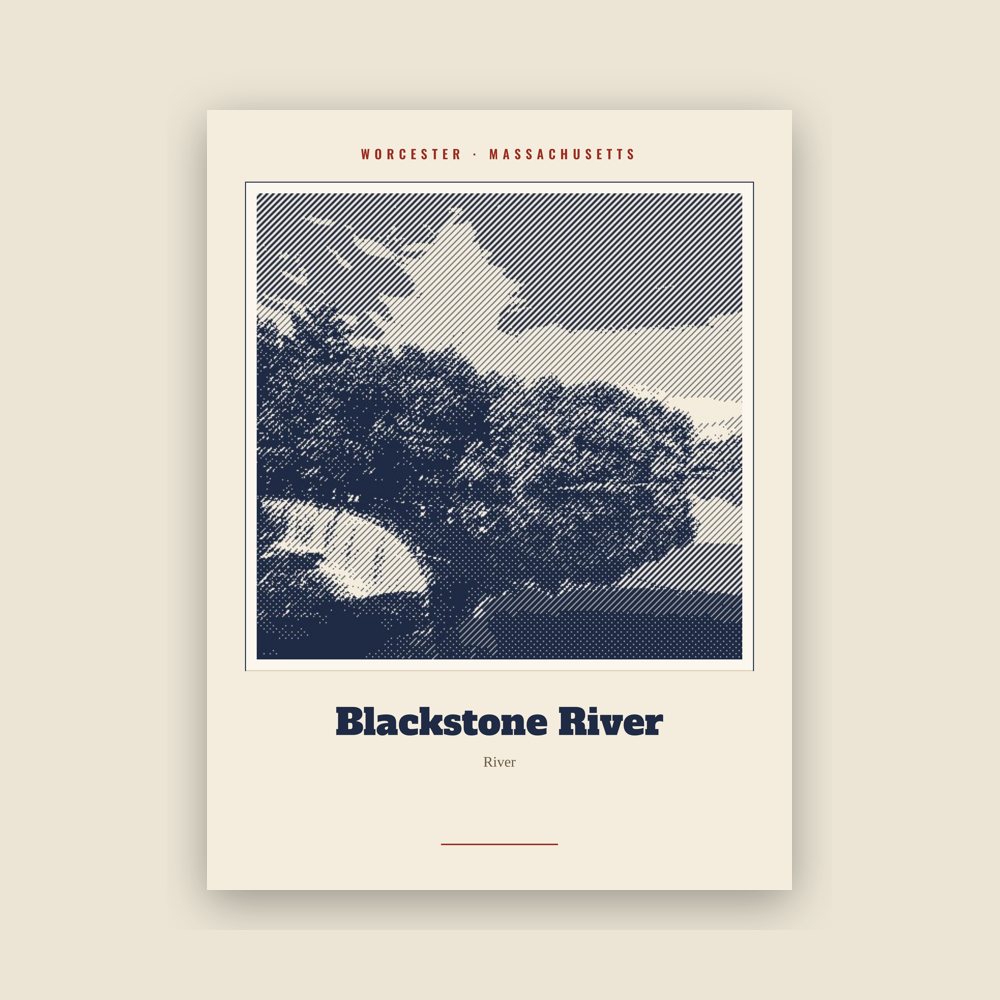Worcester Blackstone River Landmark Print