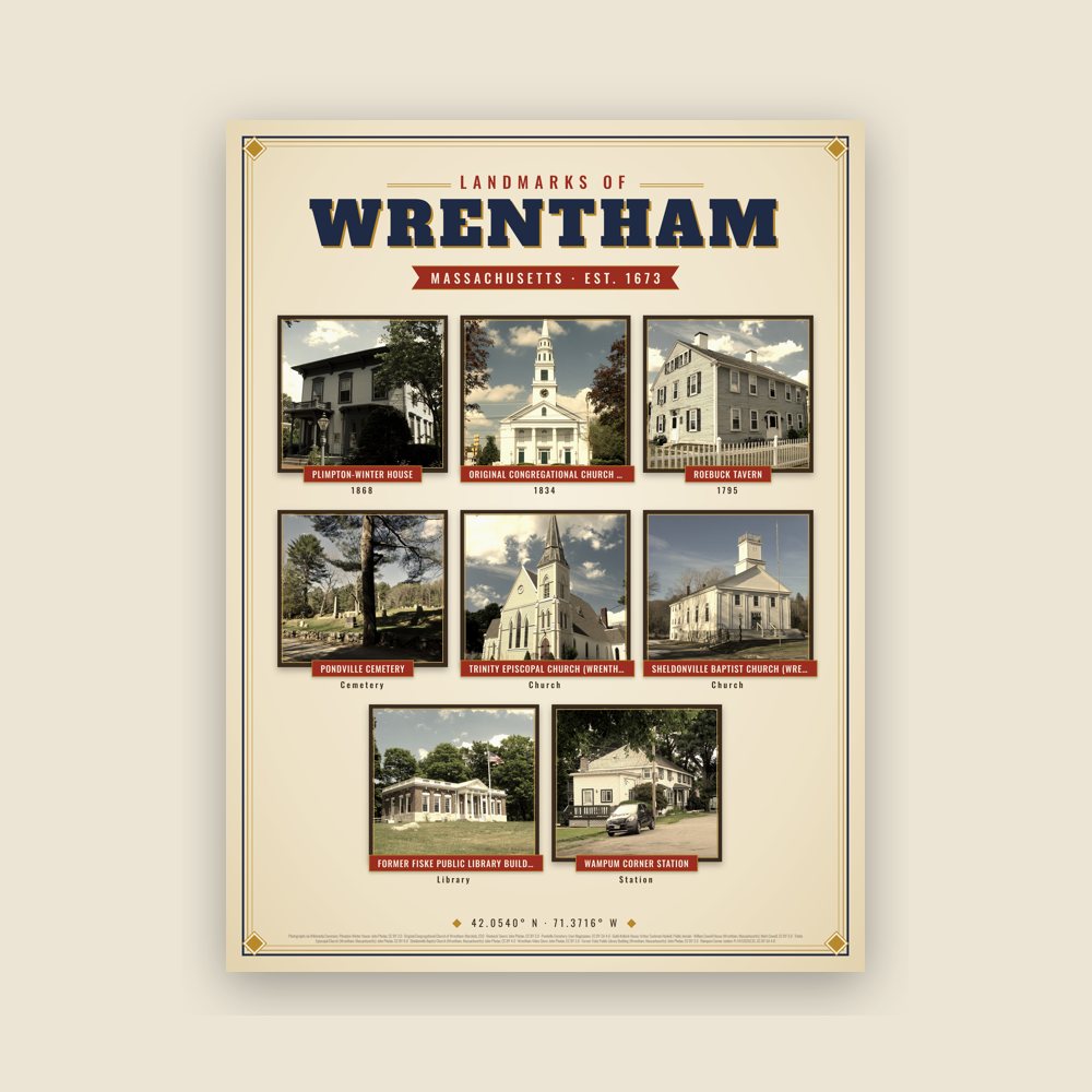 Wrentham Landmarks Photo Poster