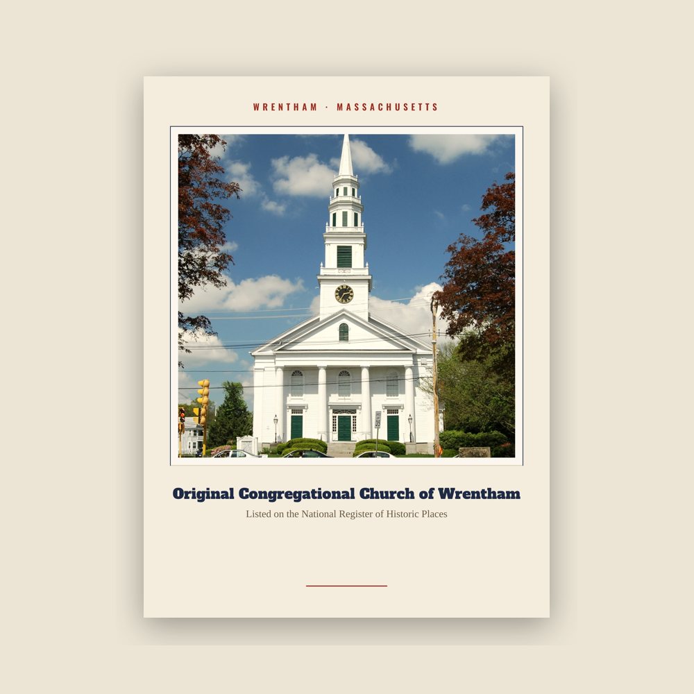 Wrentham Original Congregational Church of Wrentham Landmark Print