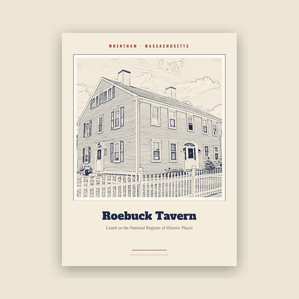 Wrentham Roebuck Tavern Landmark Print