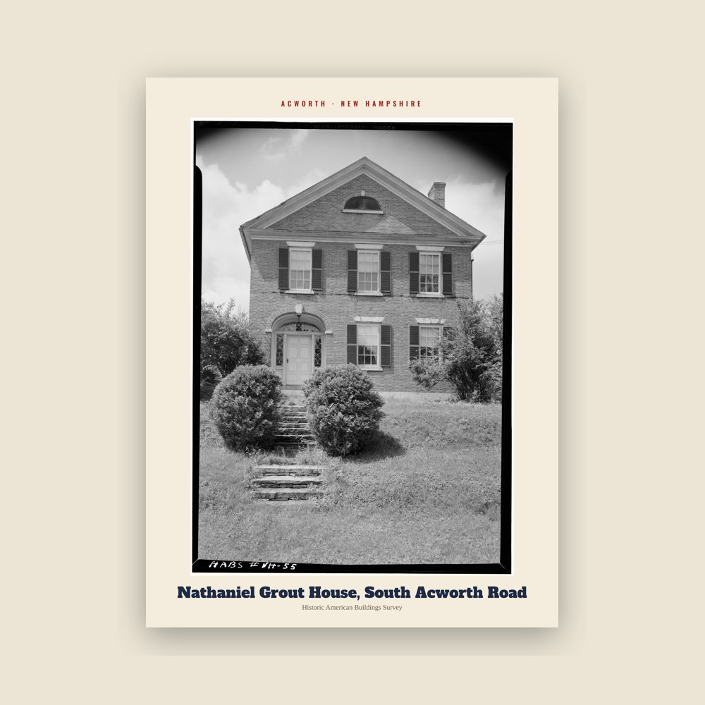 Acworth Nathaniel Grout House, South Acworth Road Archive Print