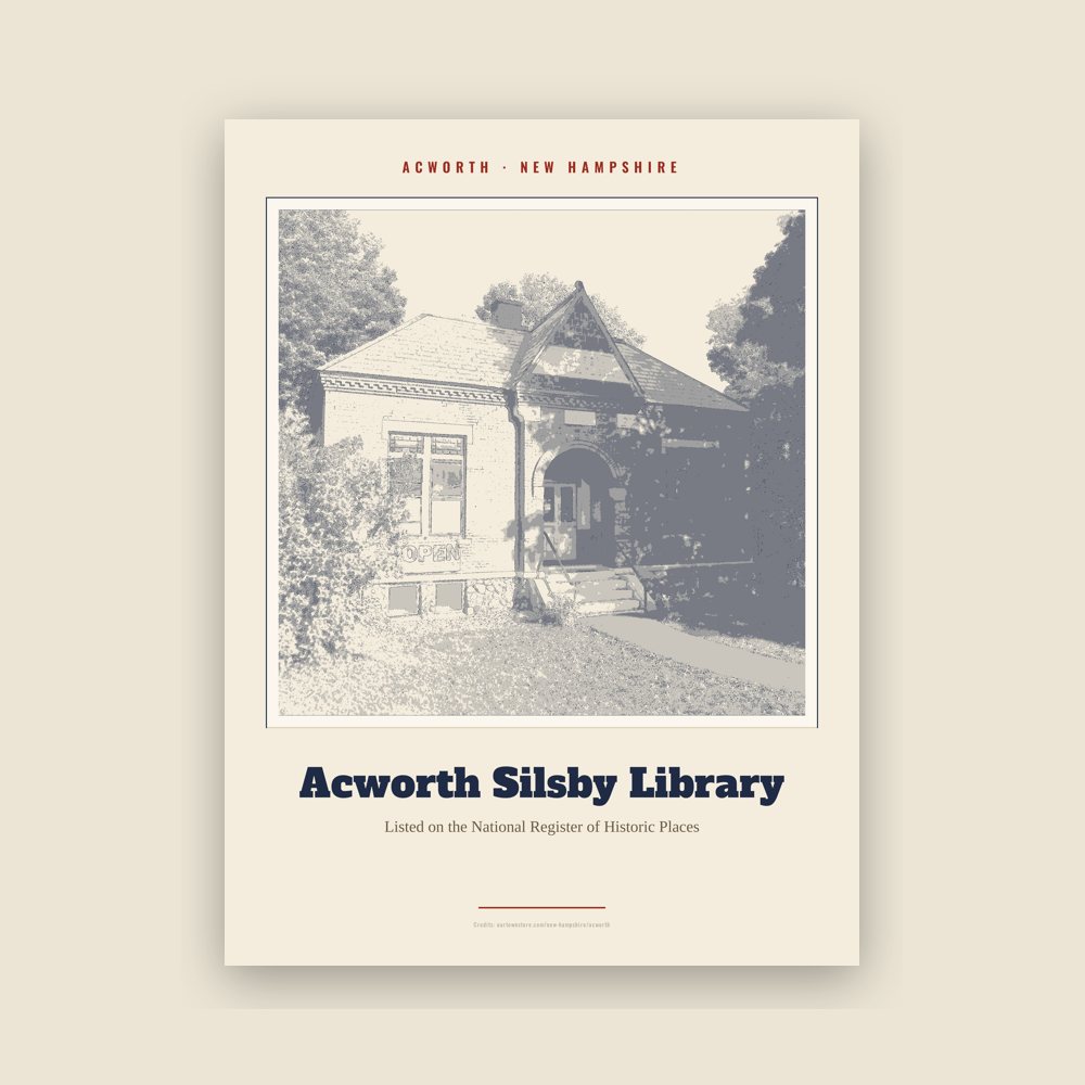 Acworth Acworth Silsby Library Landmark Print