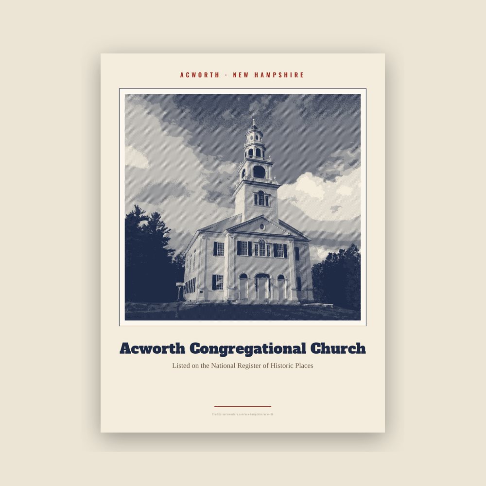 Acworth Acworth Congregational Church Landmark Print