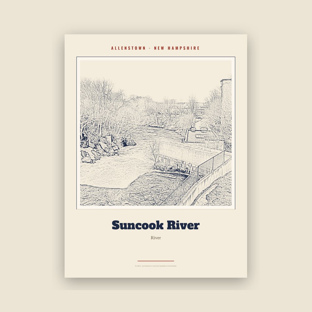 Allenstown Suncook River Landmark Print