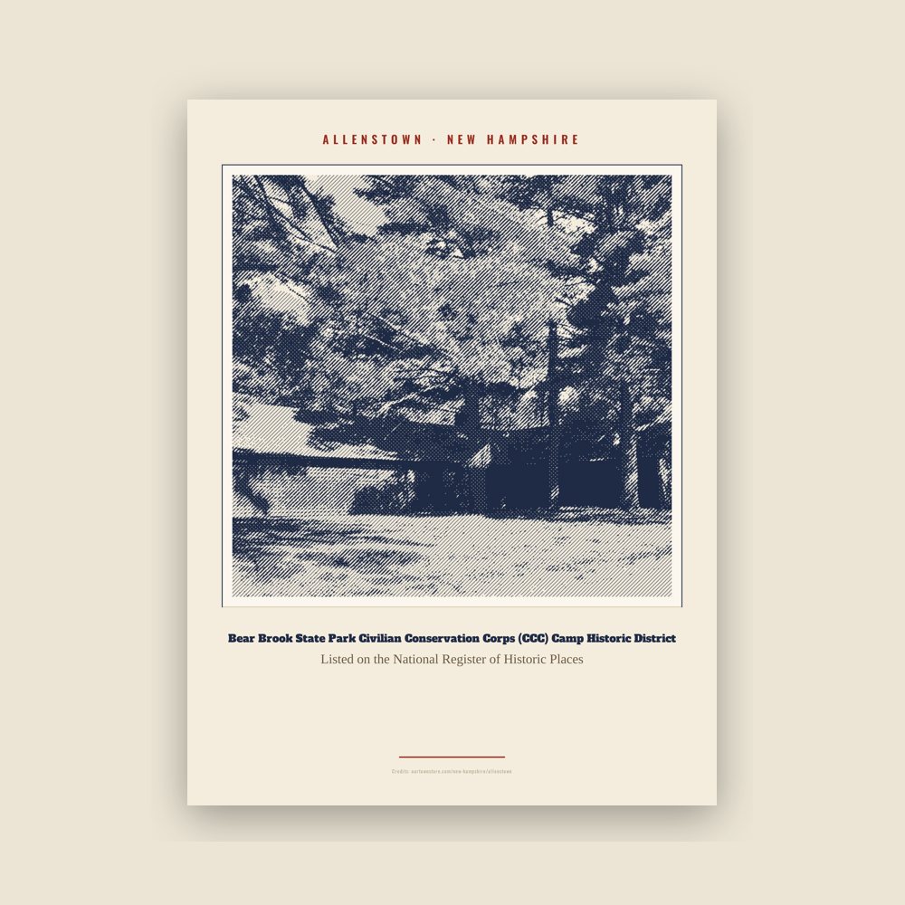 Allenstown Bear Brook State Park Civilian Conservation Corps (CCC) Camp Historic District Landmark Print