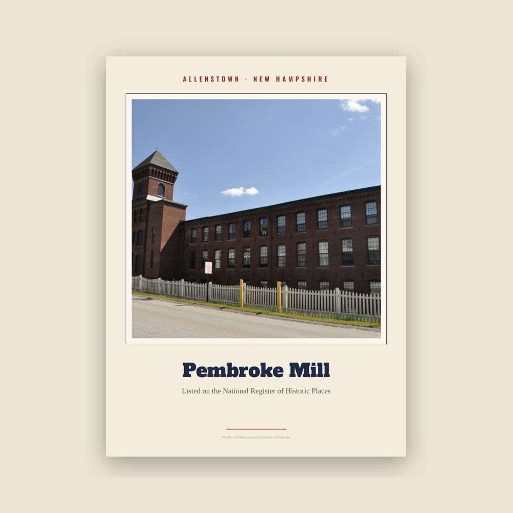 Allenstown Pembroke Mill Landmark Print