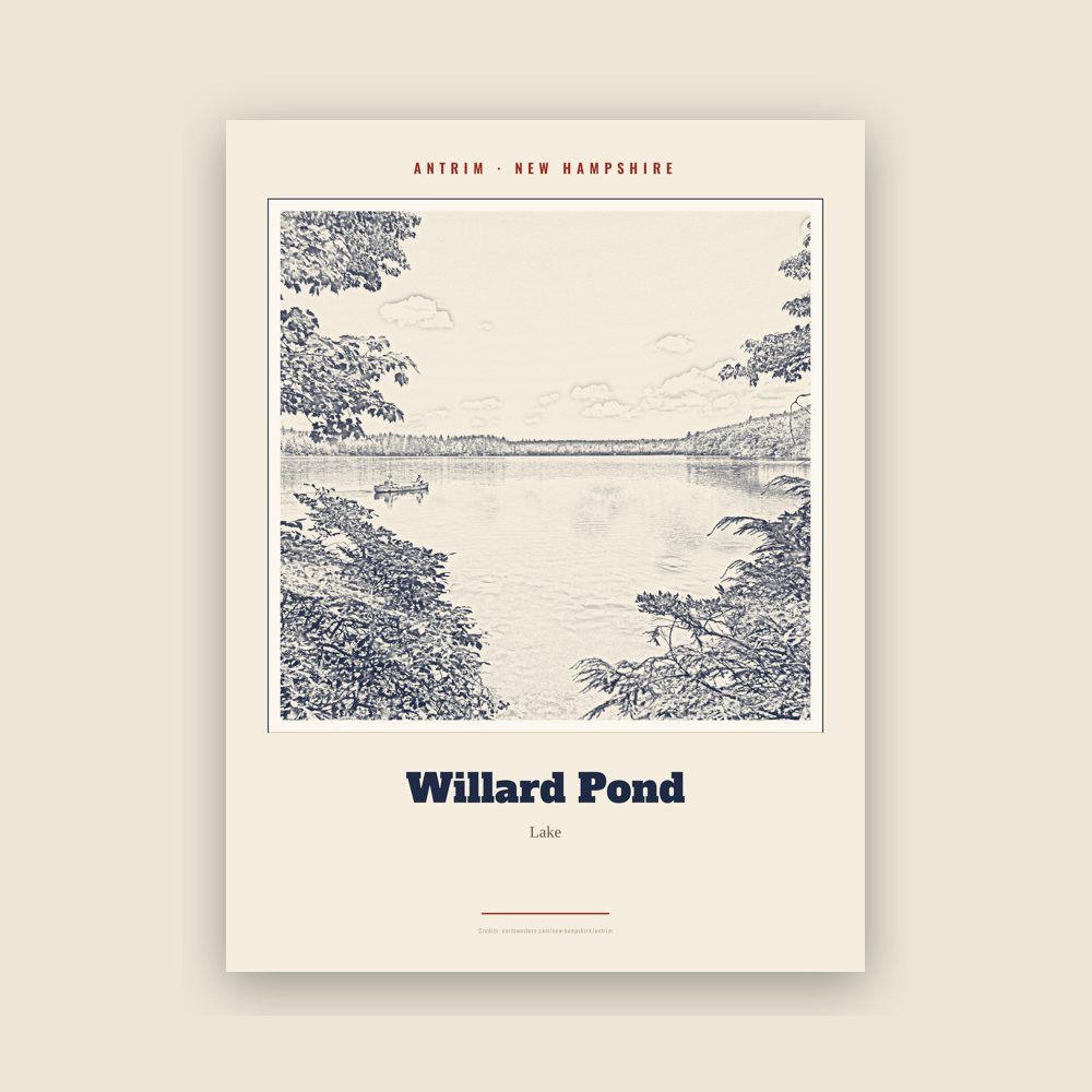 Antrim Willard Pond Landmark Print