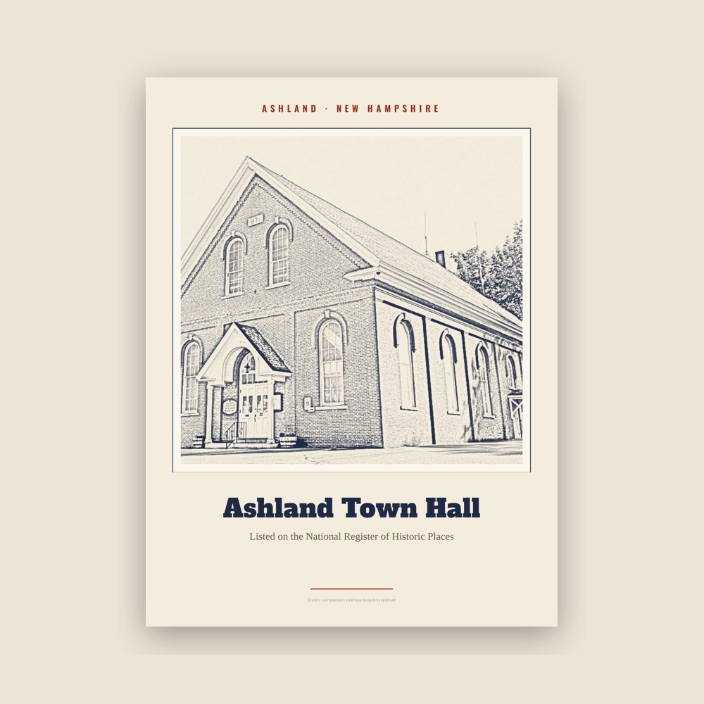 Ashland Ashland Town Hall Landmark Print