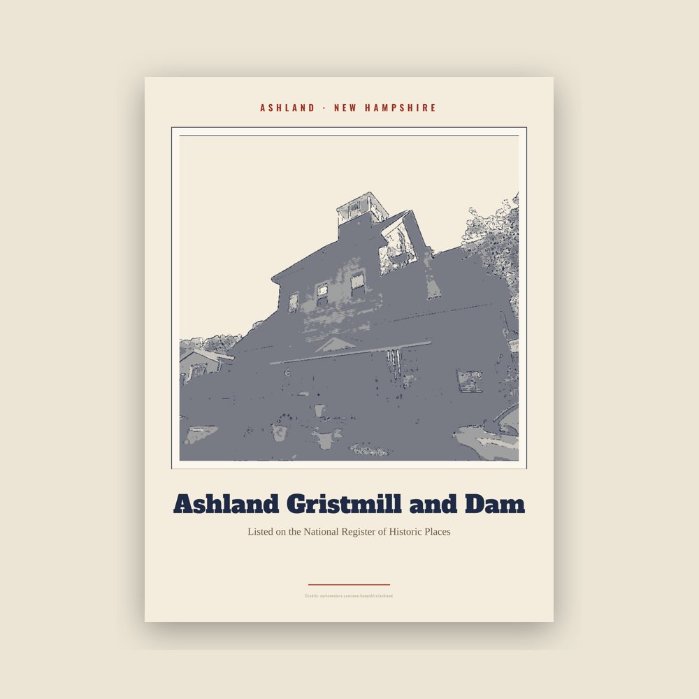 Ashland Ashland Gristmill and Dam Landmark Print