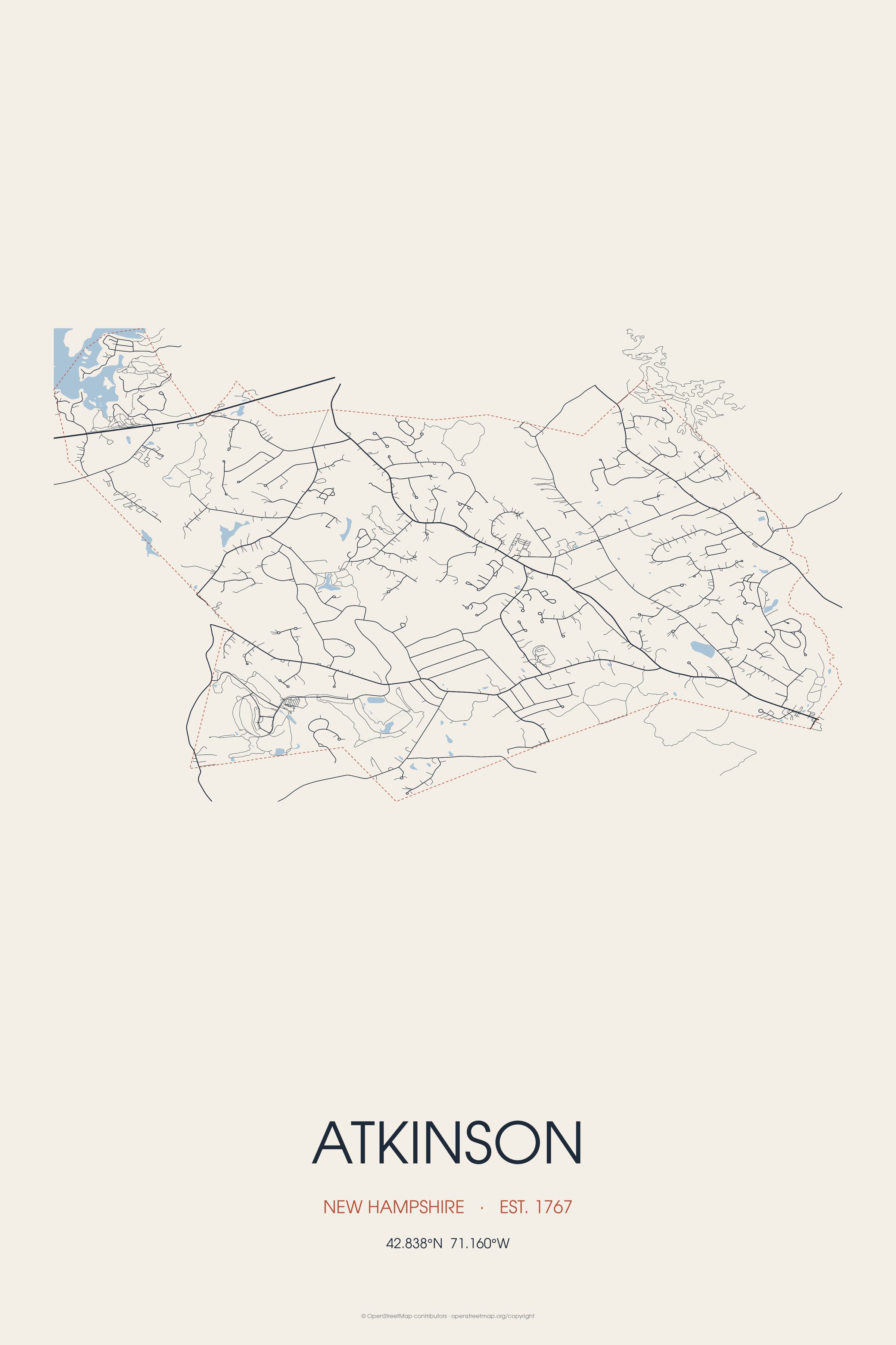 Street map of Atkinson, New Hampshire