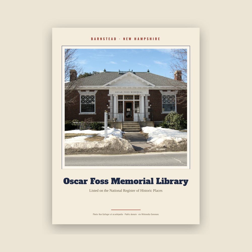 Barnstead Oscar Foss Memorial Library Landmark Print