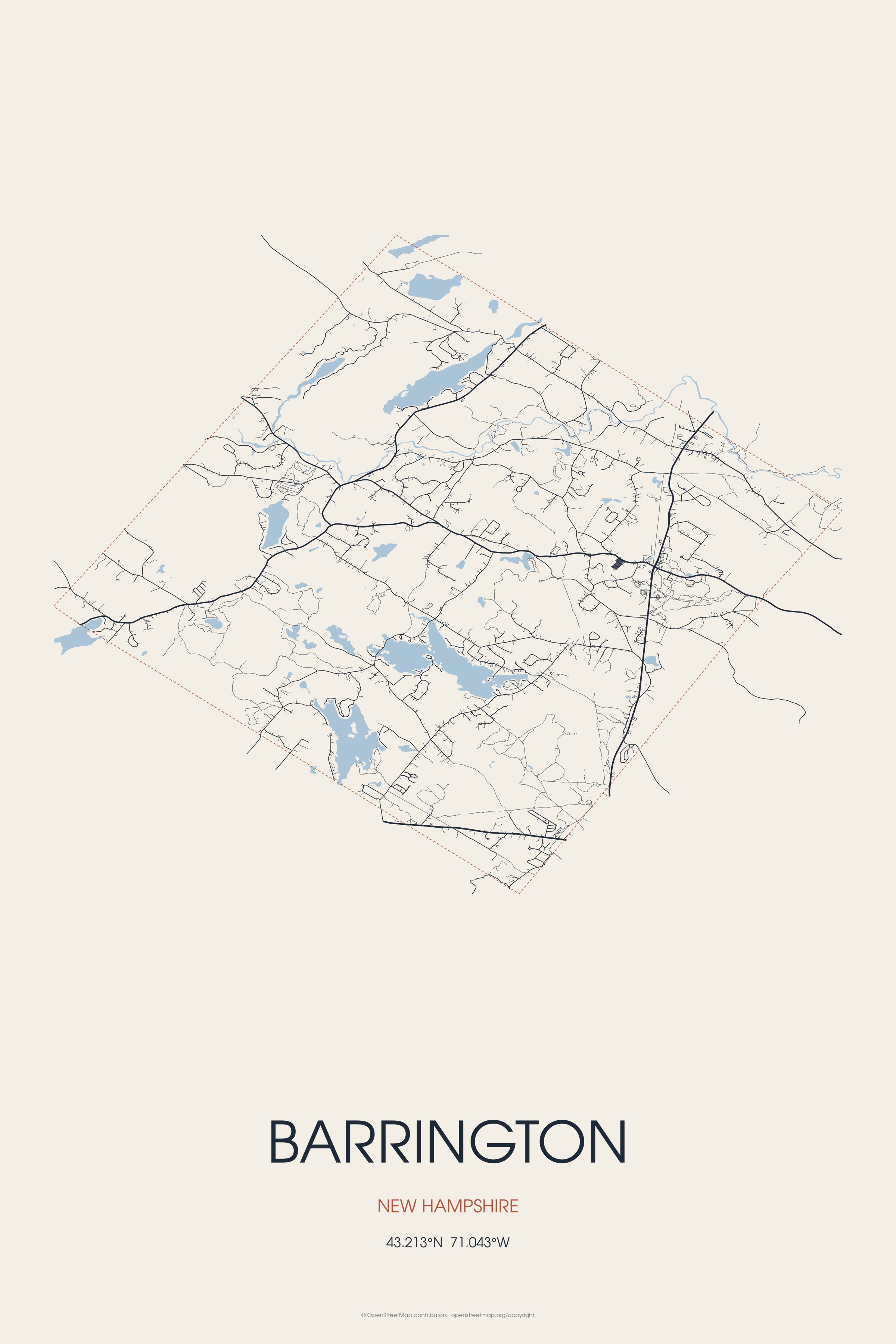 Street map of Barrington, New Hampshire