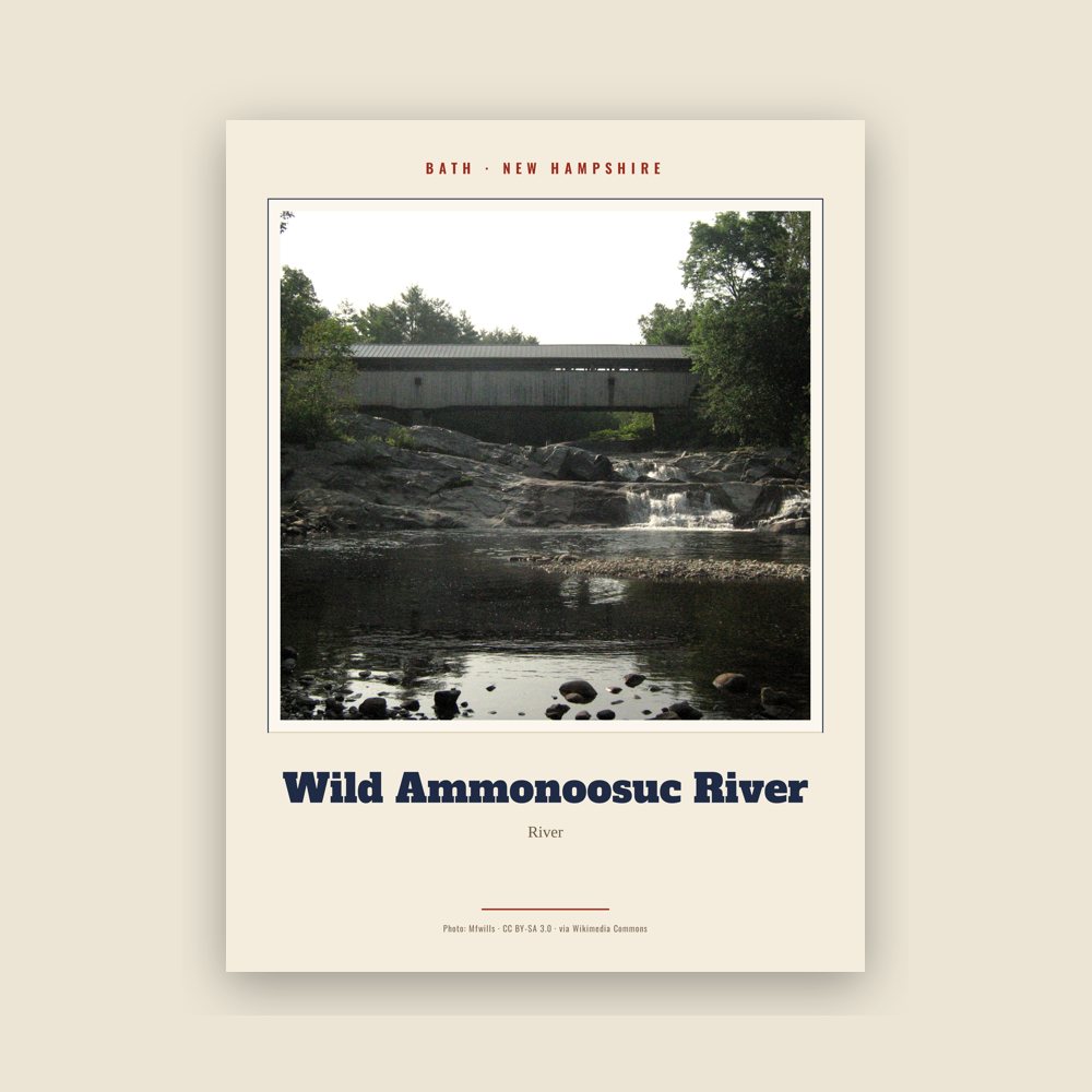Bath Wild Ammonoosuc River Landmark Print