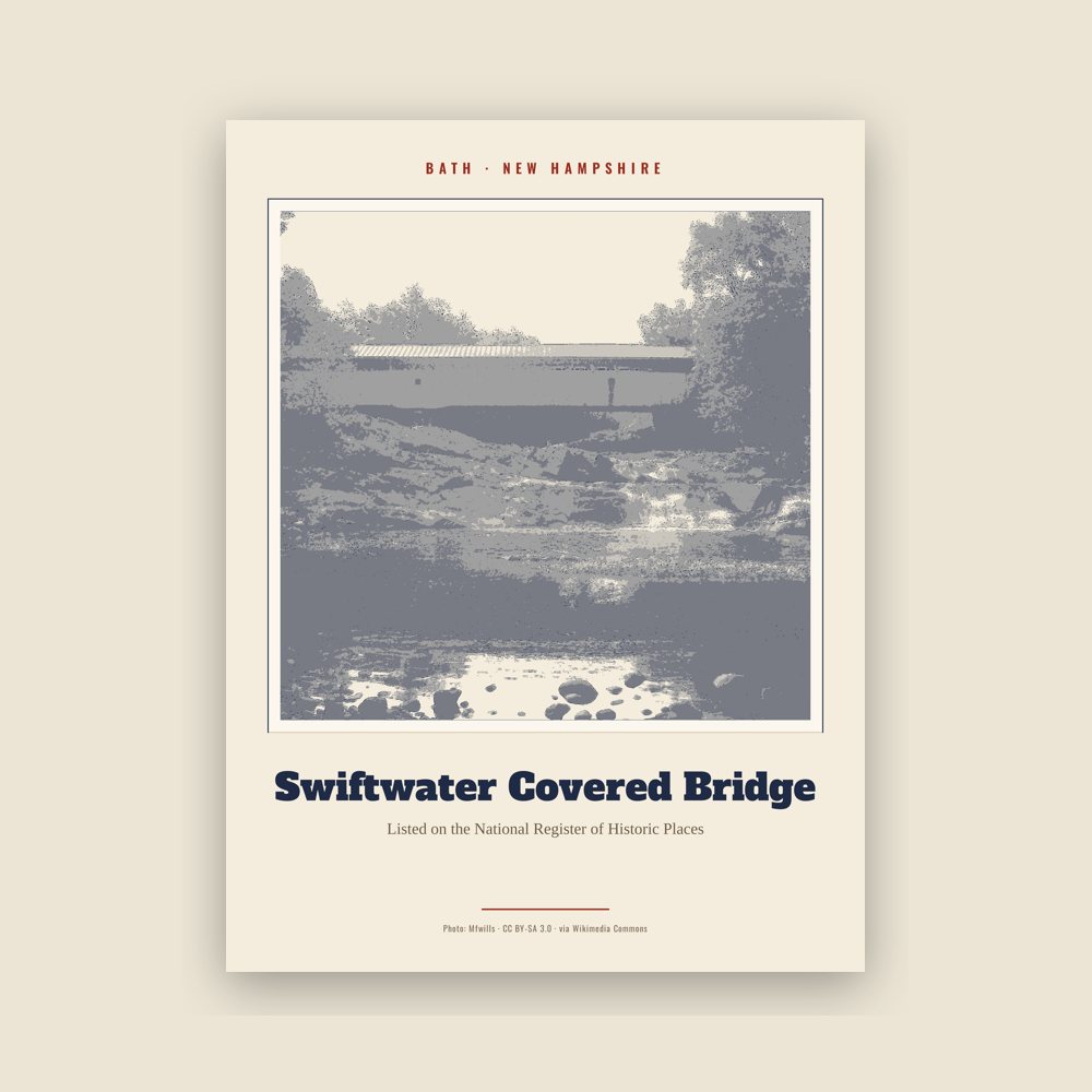 Bath Swiftwater Covered Bridge Landmark Print
