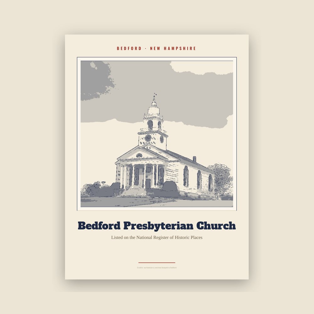 Bedford Bedford Presbyterian Church Landmark Print