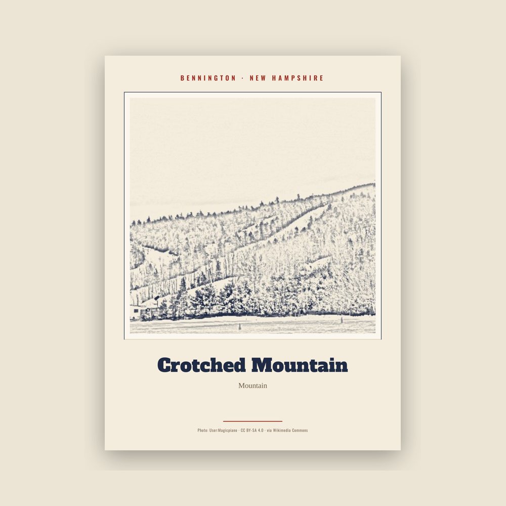 Bennington Crotched Mountain Landmark Print