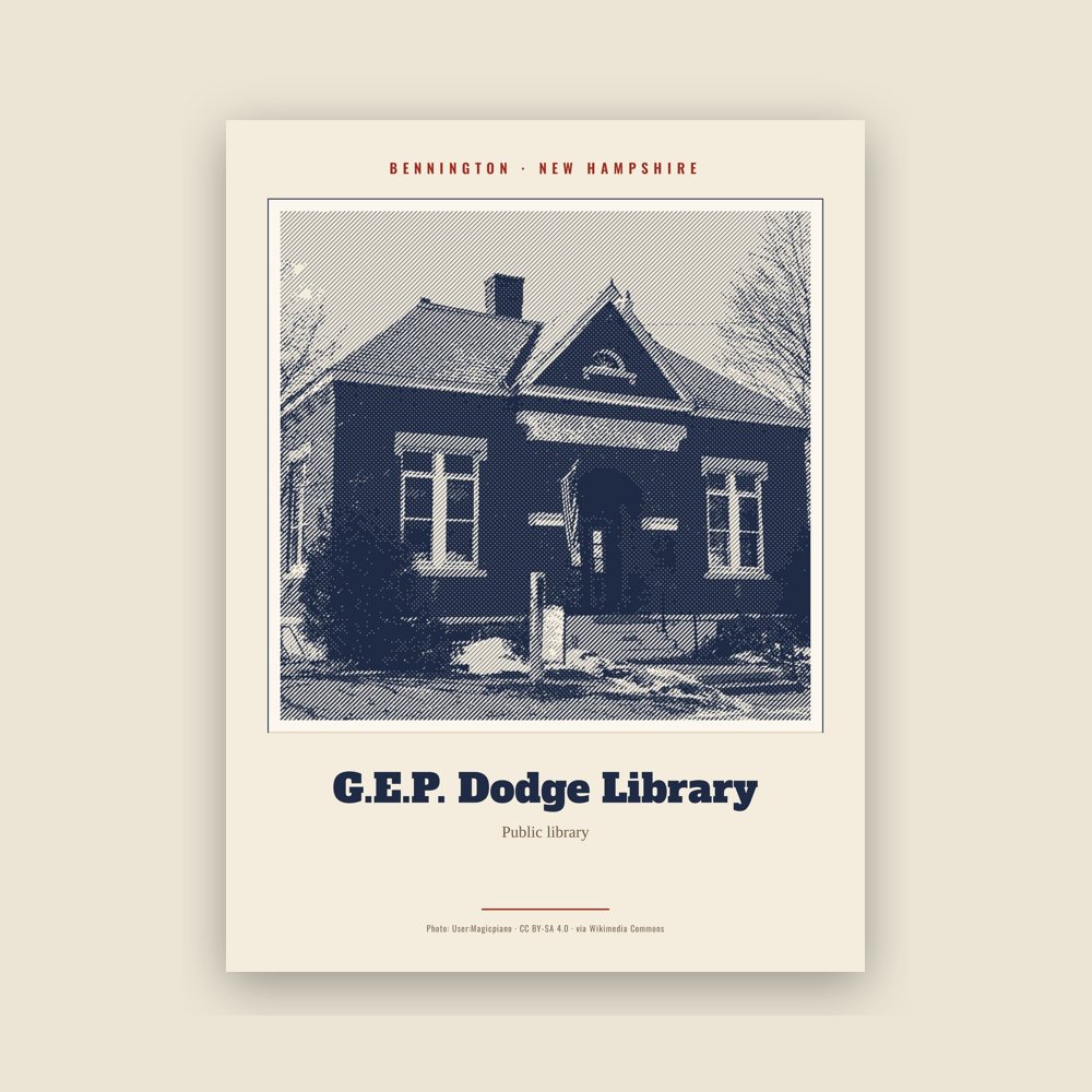 Bennington G.E.P. Dodge Library Landmark Print