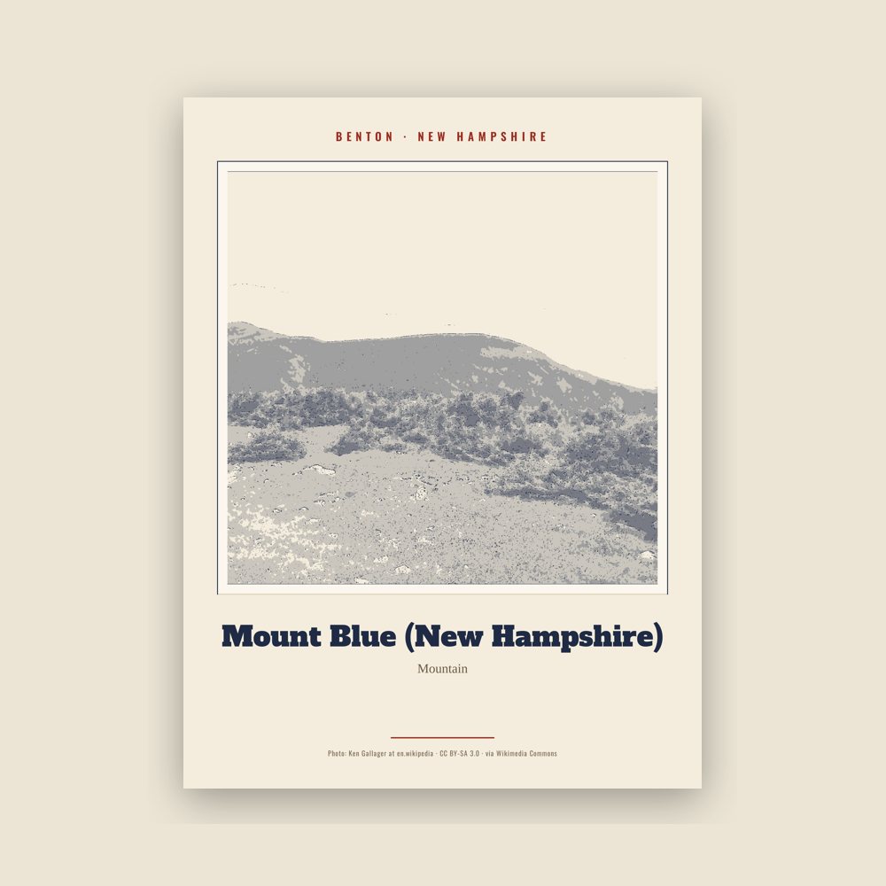 Benton Mount Blue (New Hampshire) Landmark Print