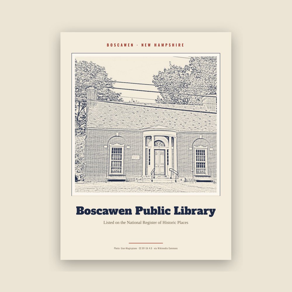 Boscawen Boscawen Public Library Landmark Print