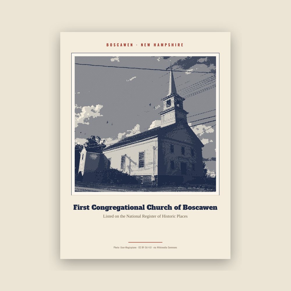 Boscawen First Congregational Church of Boscawen Landmark Print