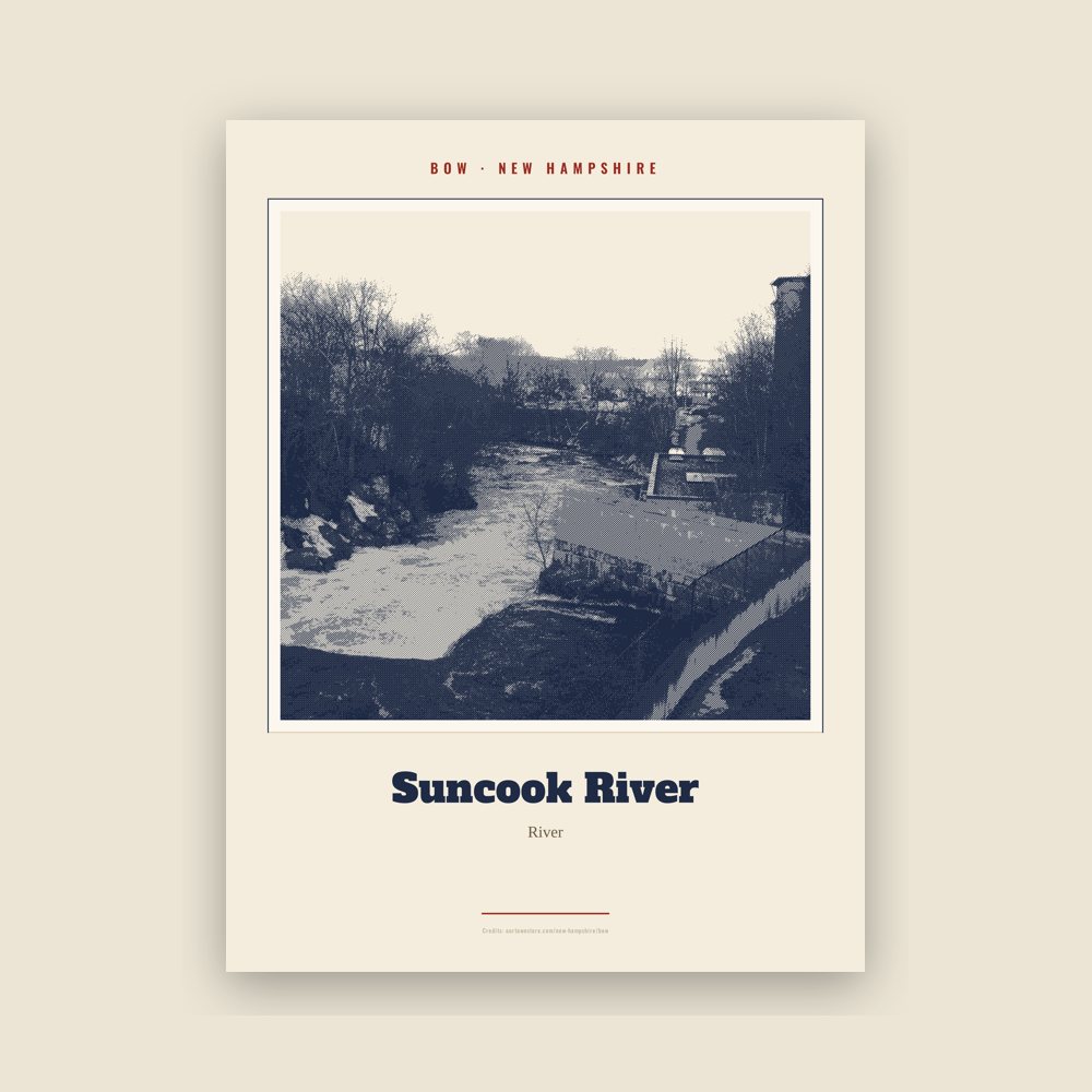 Bow Suncook River Landmark Print