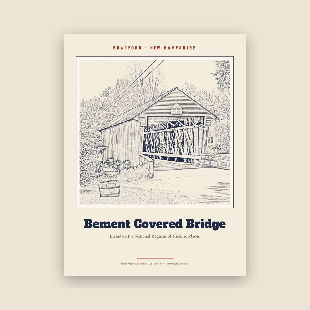Bradford Bement Covered Bridge Landmark Print