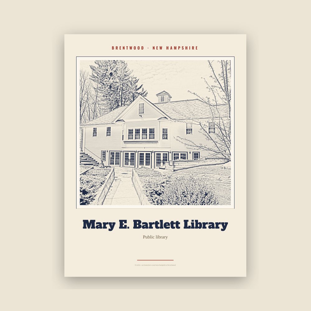 Brentwood Mary E. Bartlett Library Landmark Print