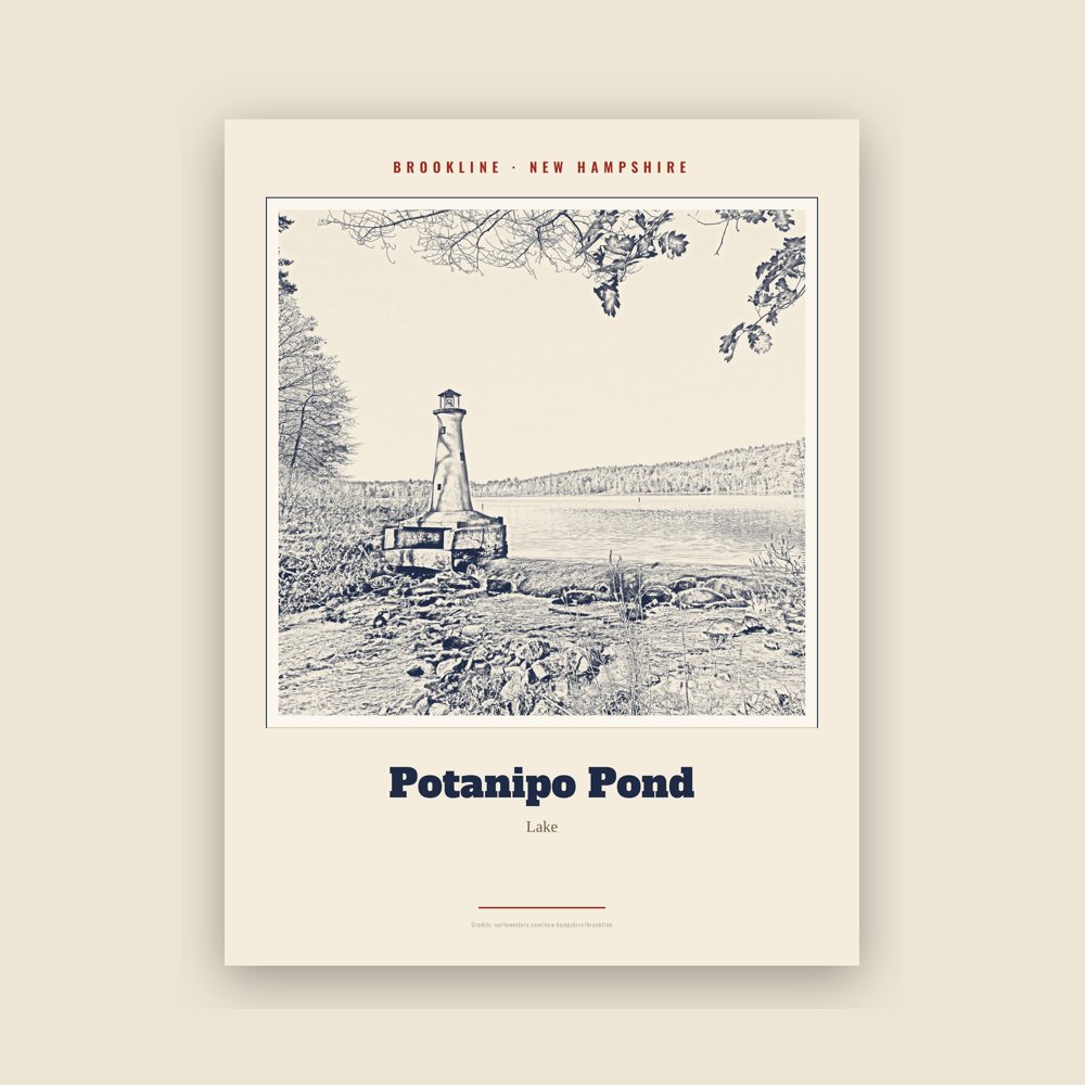 Brookline Potanipo Pond Landmark Print