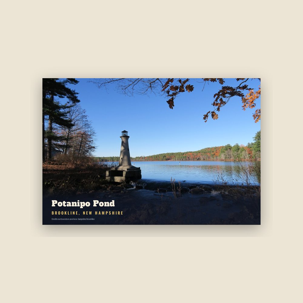 Brookline Potanipo Pond Postcard
