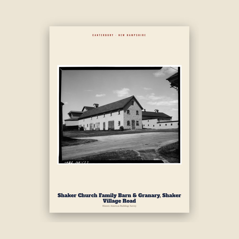Canterbury Shaker Church Family Barn & Granary, Shaker Village Road Archive Print