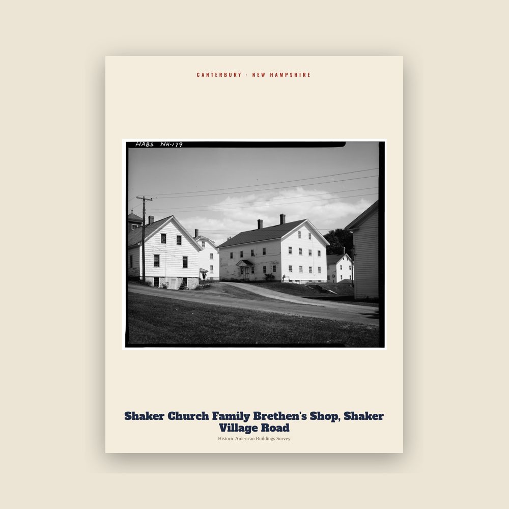 Canterbury Shaker Church Family Brethen's Shop, Shaker Village Road Archive Print