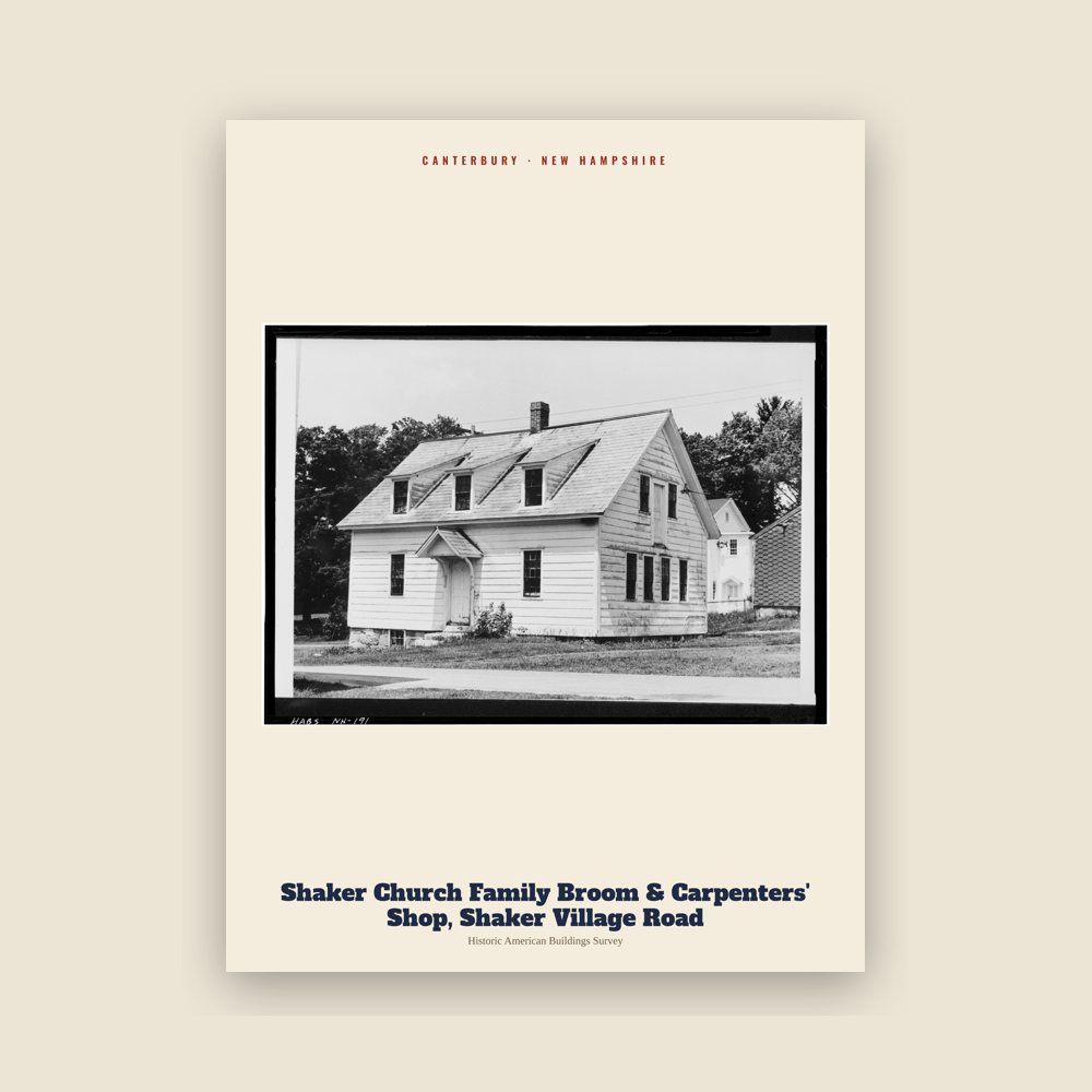 Canterbury Shaker Church Family Broom & Carpenters' Shop, Shaker Village Road Archive Print