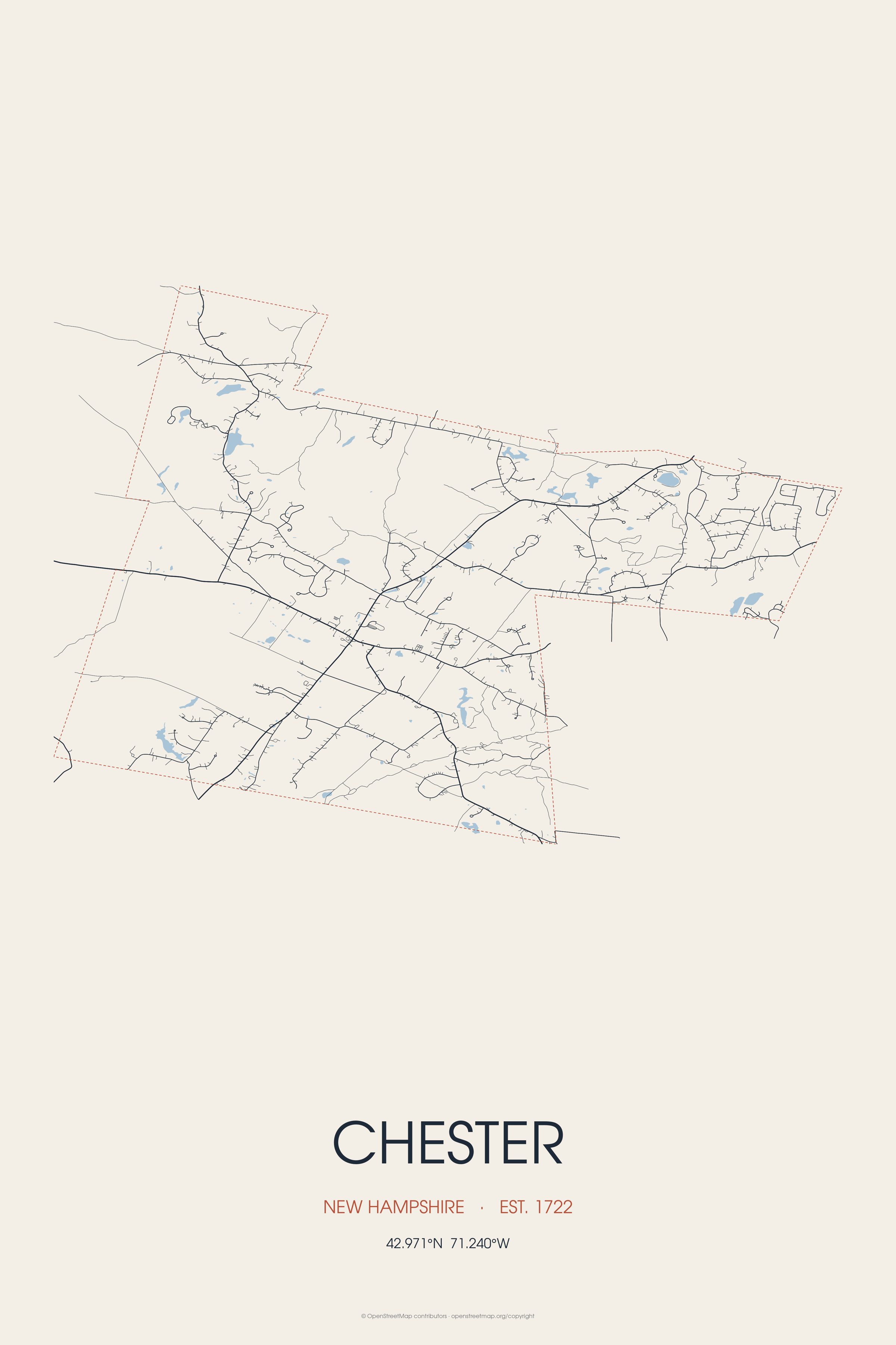 Street map of Chester, New Hampshire
