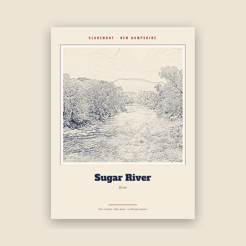 Claremont Sugar River Landmark Print