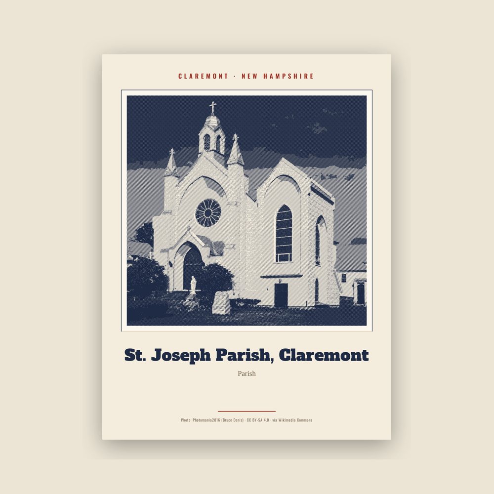 Claremont St. Joseph Parish, Claremont Landmark Print