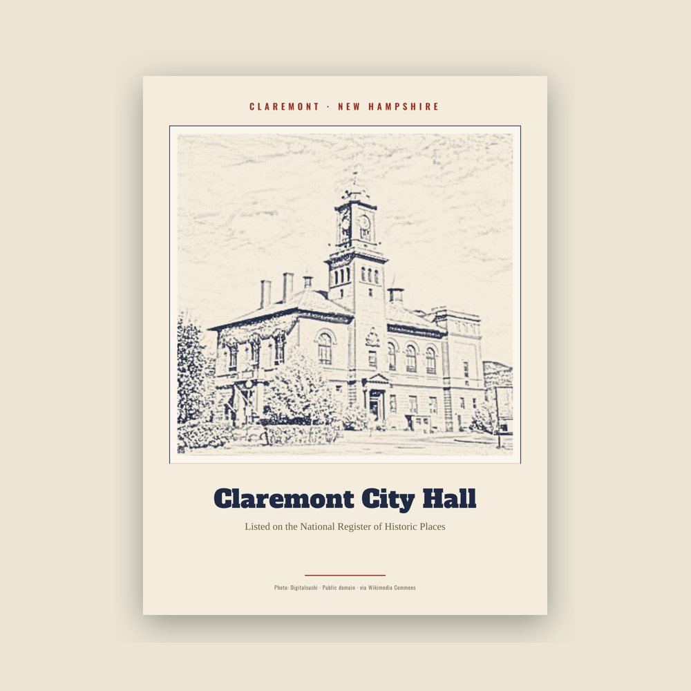 Claremont Claremont City Hall Landmark Print